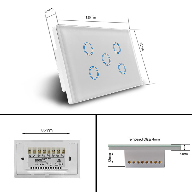 Zigbee 5 Gang Light Switch (White)